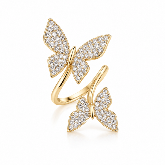 Double butterfly diamond ring