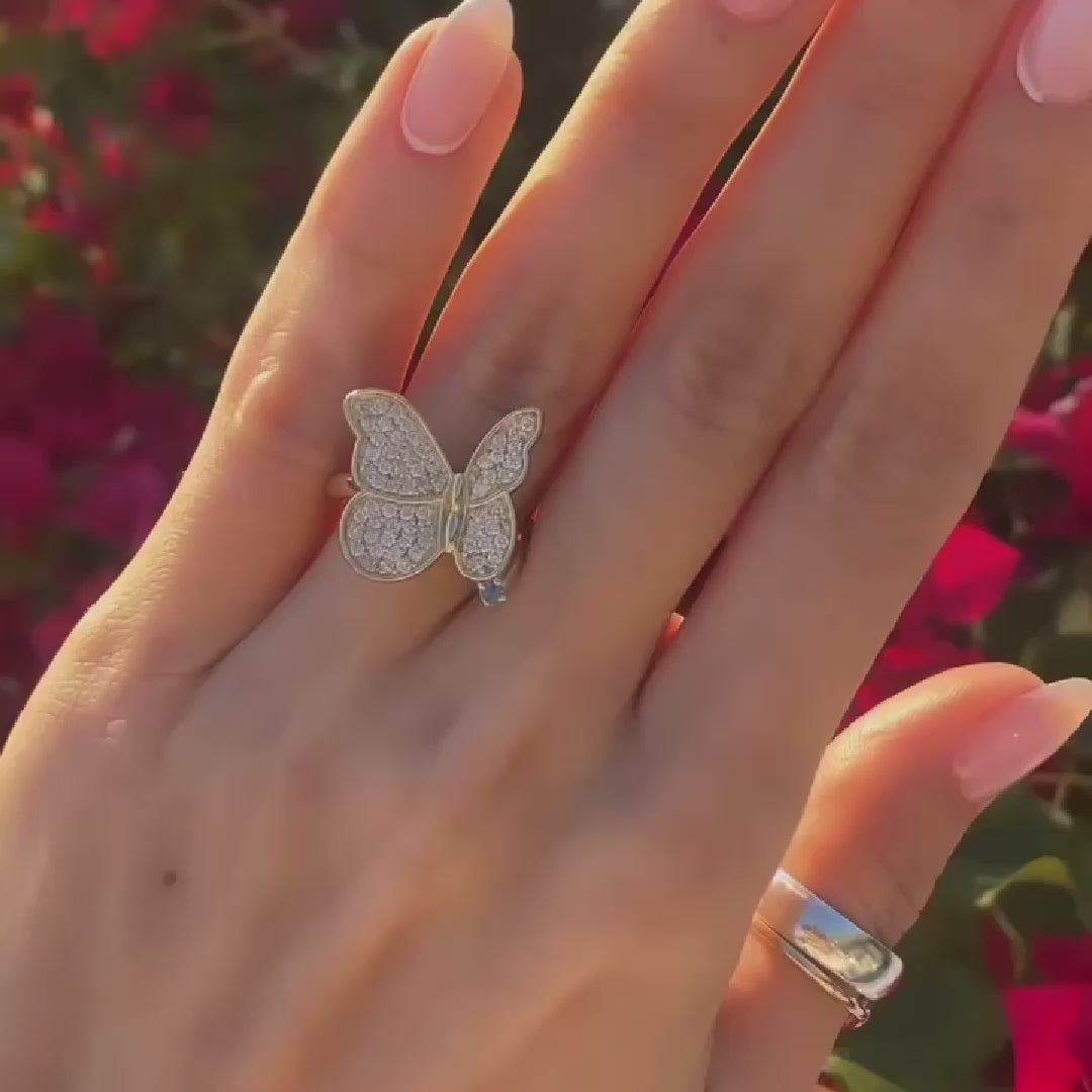 Negj Butterfly Ring Colorful Butterfly Gorgeous Ring Gift Ring Ring Diamond Ring Big Diamond Ring Light Ring New Creative Fingertip Rings for Women