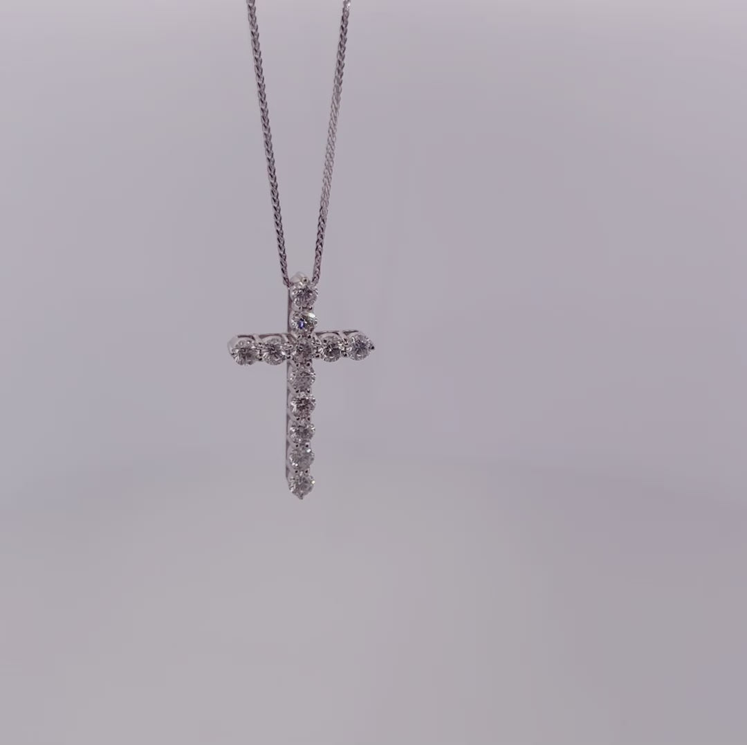 Diamond Cross Necklace / 14k White Gold Diamond Cross / Large Diamond Cross  / Baptism Gift / Communion / Confirmation / Confirmation - Etsy