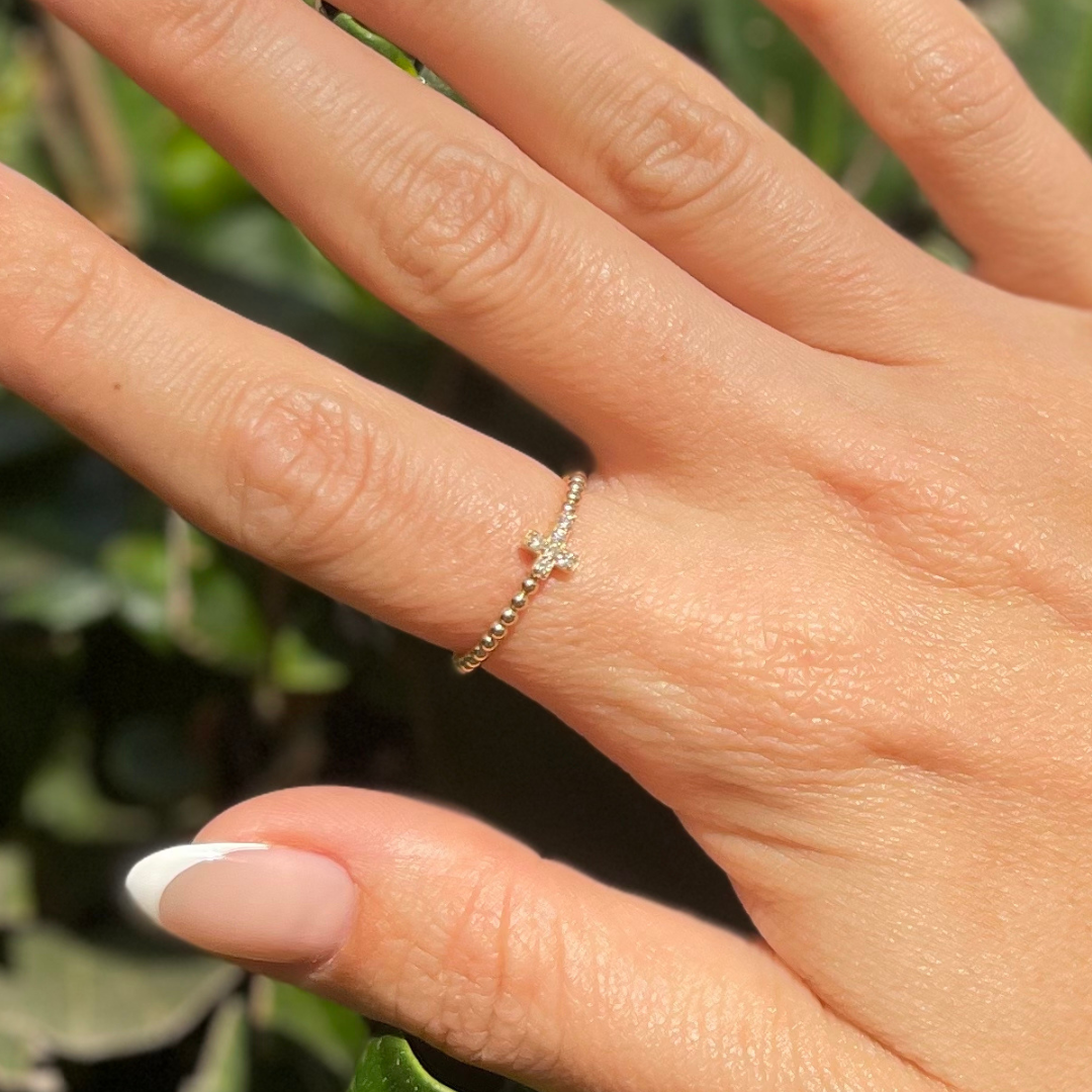 Mini Cross Diamond Ring