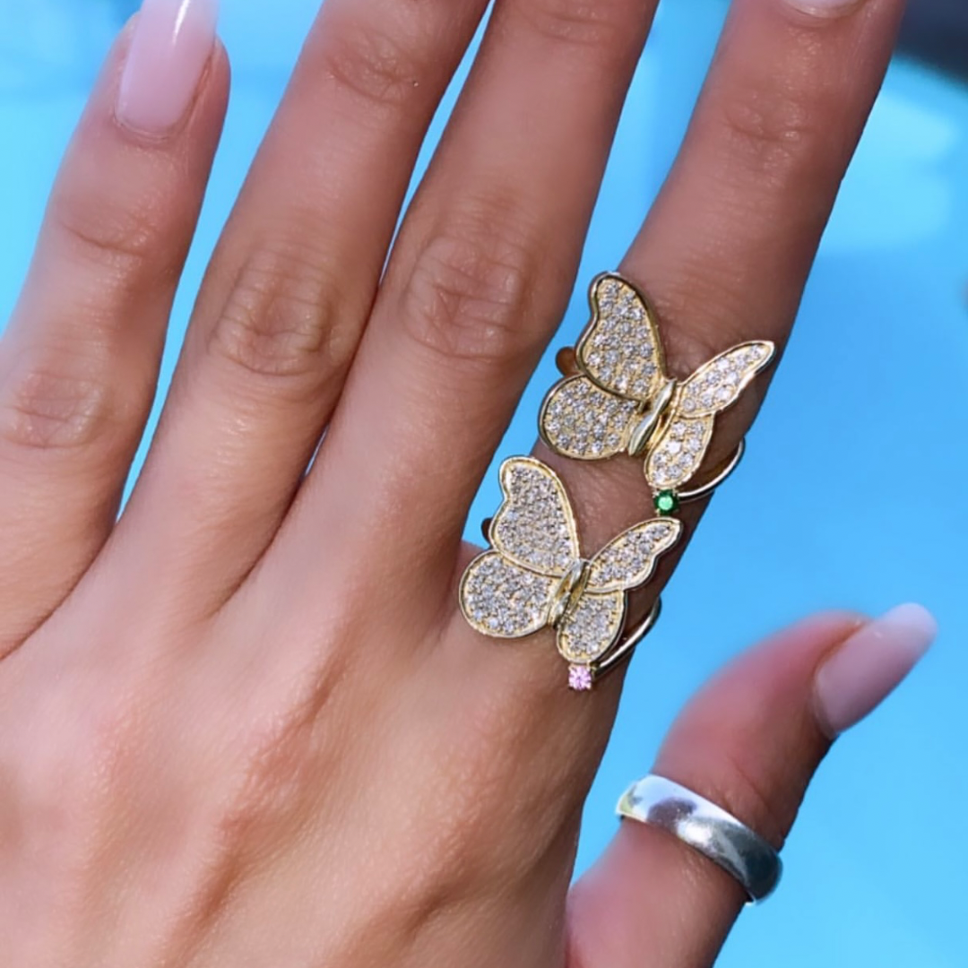 Butterfly Birthstone Diamond Ring