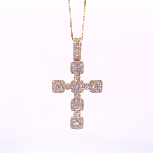 Chunky Feminine Diamond Cross Pendant