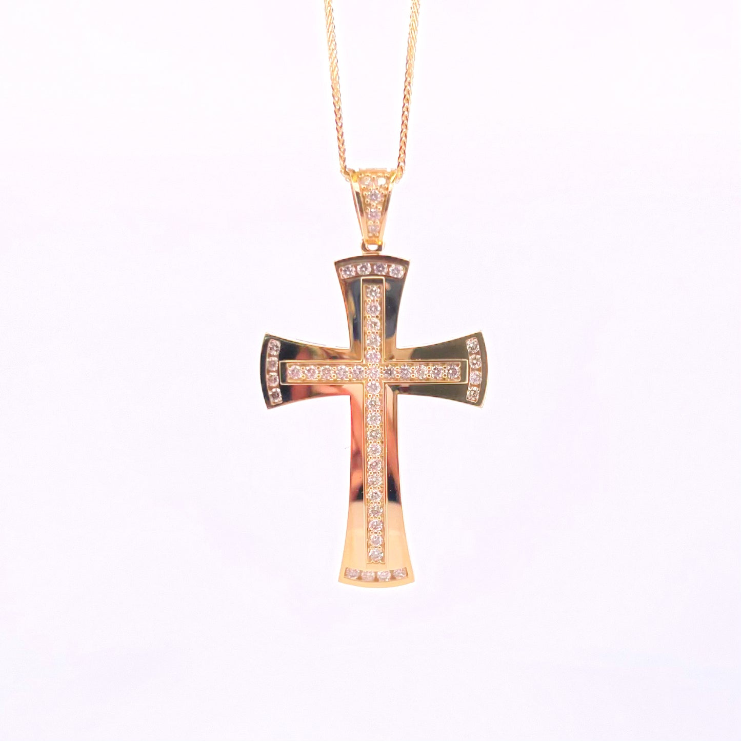 Mirrored Diamond Cross Pendant